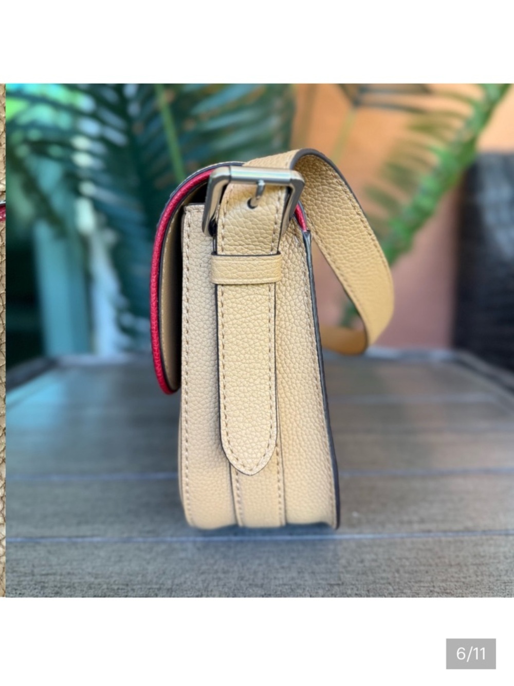 Ralph Lauren tan Crossbody Bag with Red Trim - Picture 6 of 8